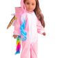sweet dolly 18 Inch Doll Clothes Unicorn Onesie Pajamas Rainbow Color Hair Bow Clips Costume Fits 18 Inch Doll (Doll Not Included)