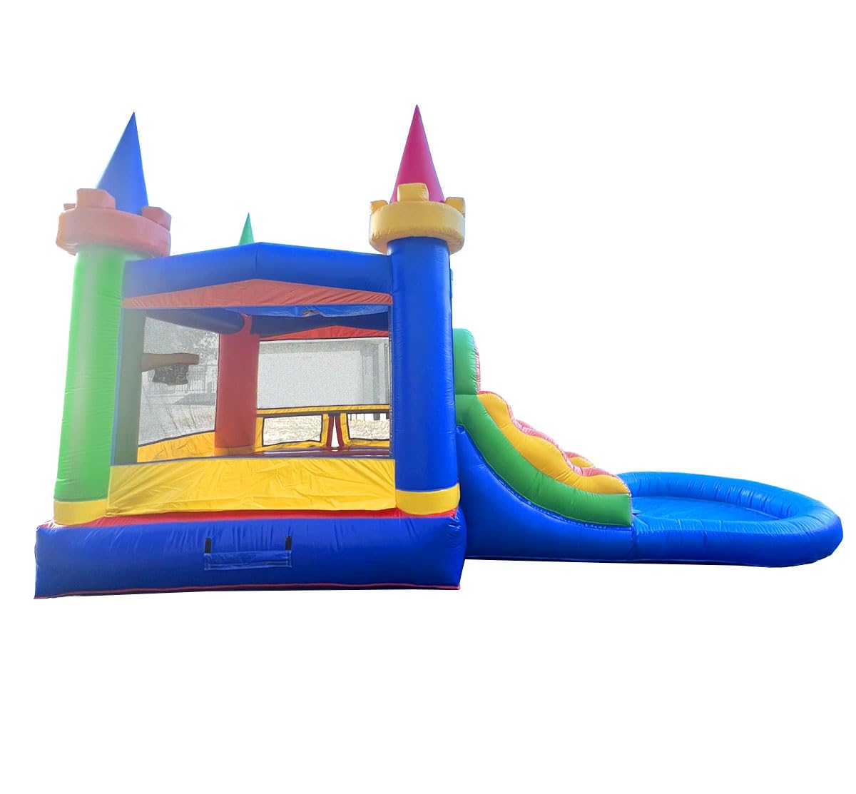 Pogo Bounce House Inflatable Jump Castle Dual Lane Water Slide, Rainbow