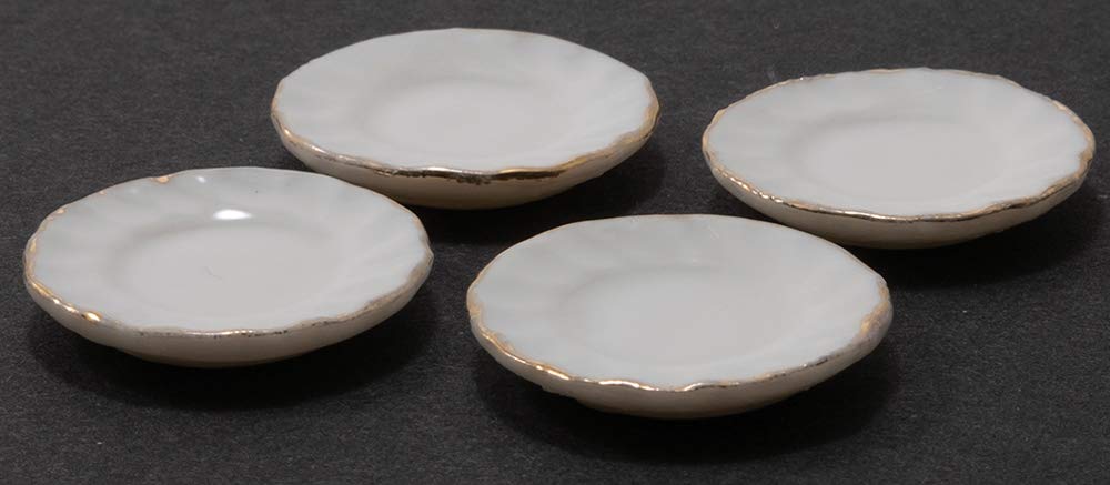 International Miniatures by Classics Dollhouse Miniature Fluted Edge Dinner Plates with Gold Trim