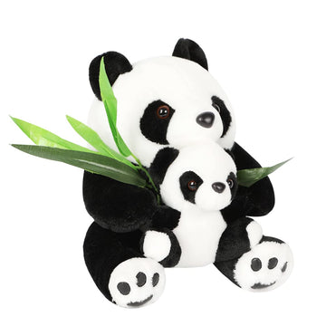 AIXINI 10" Plush Panda Stuffed Animal with Panda Baby & Mom, Soft Bamboo Toy