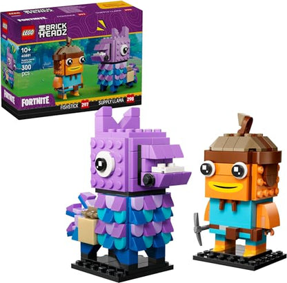 LEGO Fortnite BrickHeadz Supply Llama & Fishstick 40881 - 300-Piece Video Game Building Set with Pickaxe Accessory, Collectible Gamer Decor Gift for