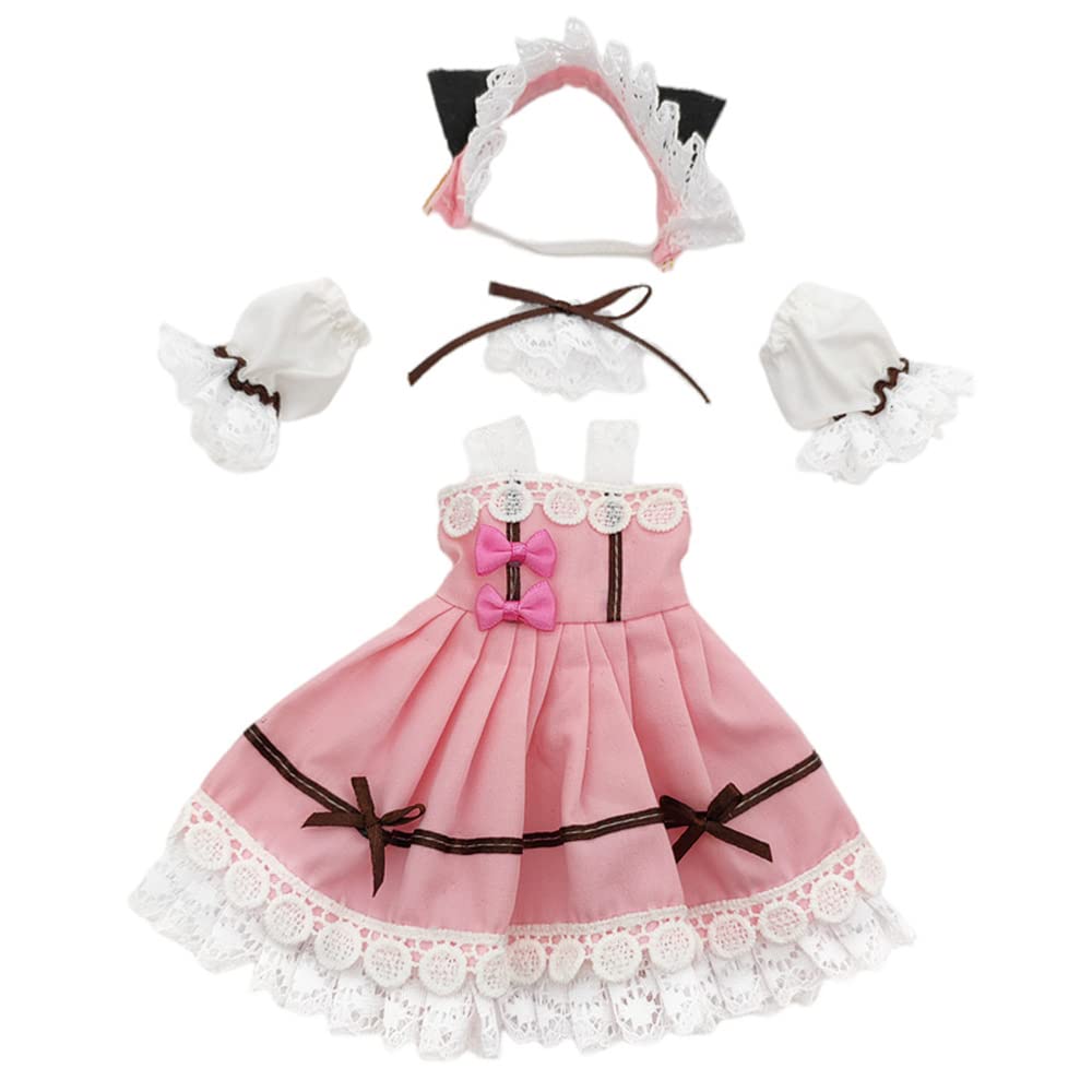 SingYang bjd Doll Dress, 12" Smart Doll cat Ear Accessories and Dress, 1/6 Ball Joint Doll Lolita Dress (Clothes only, Doll not Included)