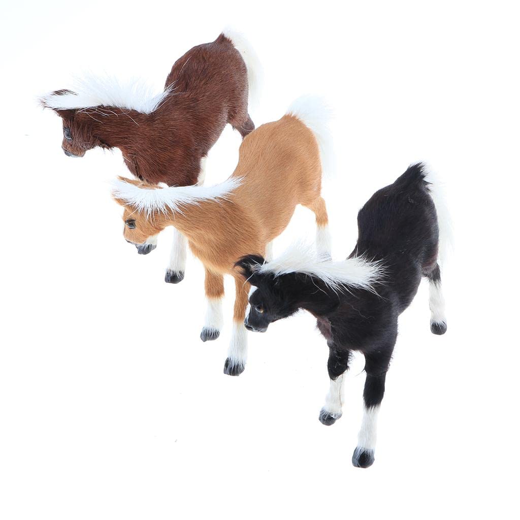 menolana Simulation Faux Fur Animal Model Toy Figures Home Decor - Light Brown Horse