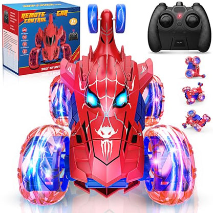 Remote Control Car RC Cars Toys for Boys Ages 4-12,Cool Rechargeable Stunt RC Car with 360 Flips 4WD Wheel Lights,Fun Outdoor Toys for Kids Birthday
