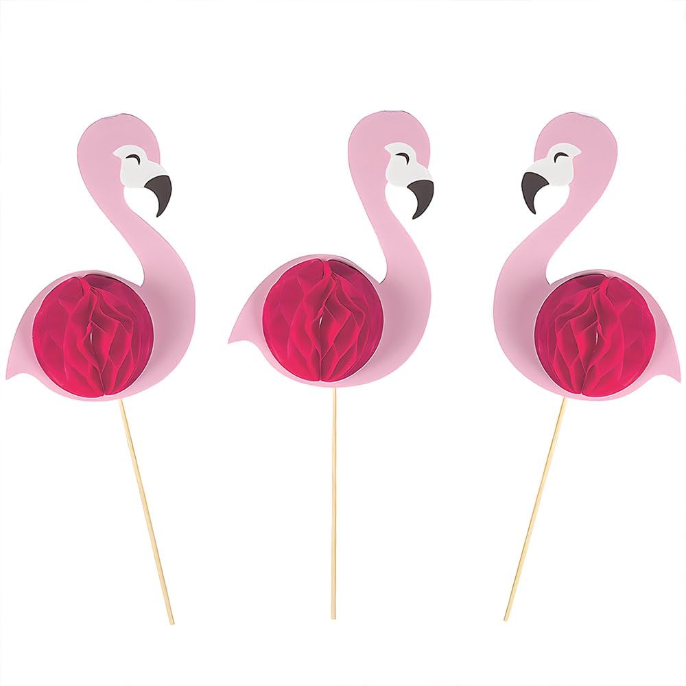 Flamingo Honeycomb Centerpiece - Party Decor - 3 Pieces