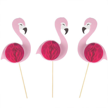 Flamingo Honeycomb Centerpiece - Party Decor - 3 Pieces