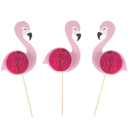 Flamingo Honeycomb Centerpiece - Party Decor - 3 Pieces