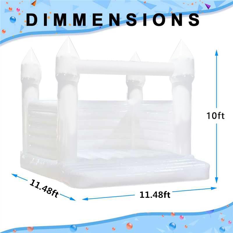 Inflatable White Bounce House for Kids, 12X12FT PVC Inflatable Jumping Castle for Party with 950w Air Blower, Durable and Easy to Set up, for Wedding