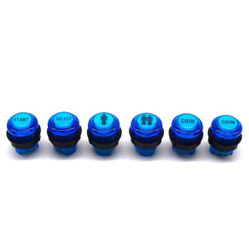 Arcity 6 Pcs/Lot 28mm Arcade LED Push Buttons Illuminated Player 1P 2P Coin Start Select Lit Blue with Microswitch for Arcade Machine Games Console