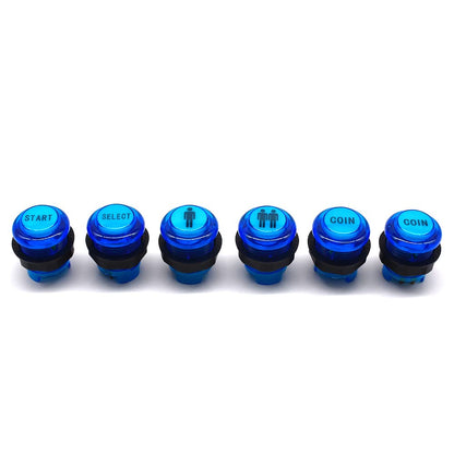 Arcity 6 Pcs/Lot 28mm Arcade LED Push Buttons Illuminated Player 1P 2P Coin Start Select Lit Blue with Microswitch for Arcade Machine Games Console