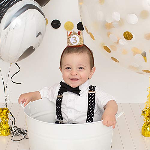 WAHAWU Baby Crown for 3st Birthday - Third Birthday Party Decoration, Glitter Crown Hat