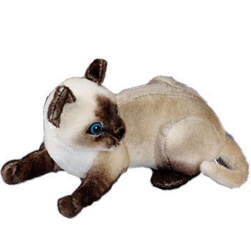 Cute Simulation Siamese Cat Plush Toy Realistic Lifelike Siamese Cat Kitty Stuffed Animals Model Doll Gift Collection for Kids