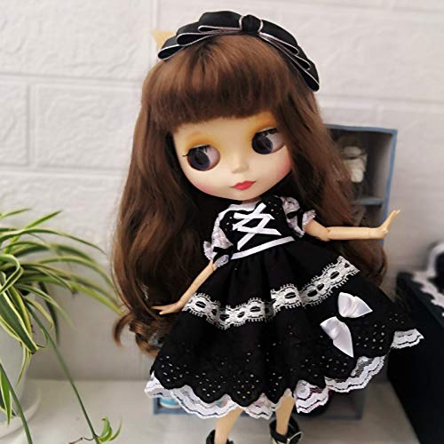 leoglint Blythe Doll Clothes, Dress Clothing for Blythe Doll 30 cm 1/6 Bjd Dolls Azone ICY Licca Doll (Black)