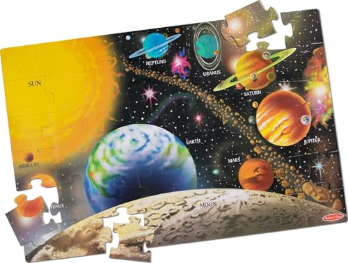 Melissa & Doug Solar System Floor Puzzle, 48 pc Jumbo Jigsaw Puzzle, Educational Screen Free Activity for Toddler, Preschoolers and Kids Ages 3+ (2 x