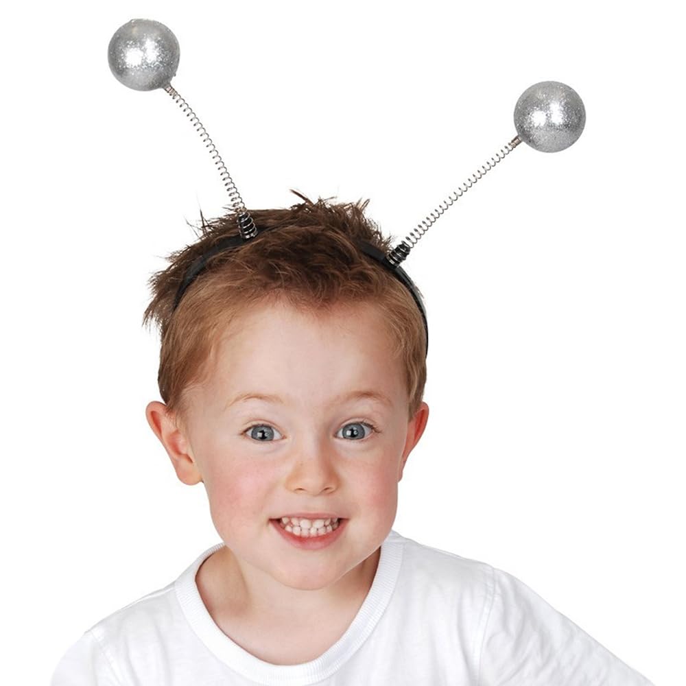 Bold & Shiny Silver Martian Antenna Head Bopper For Kids - 1 Pc - Unisex Costume Accessory, Dazzlin & Adorable - Perfect For Galactic-Themed Events