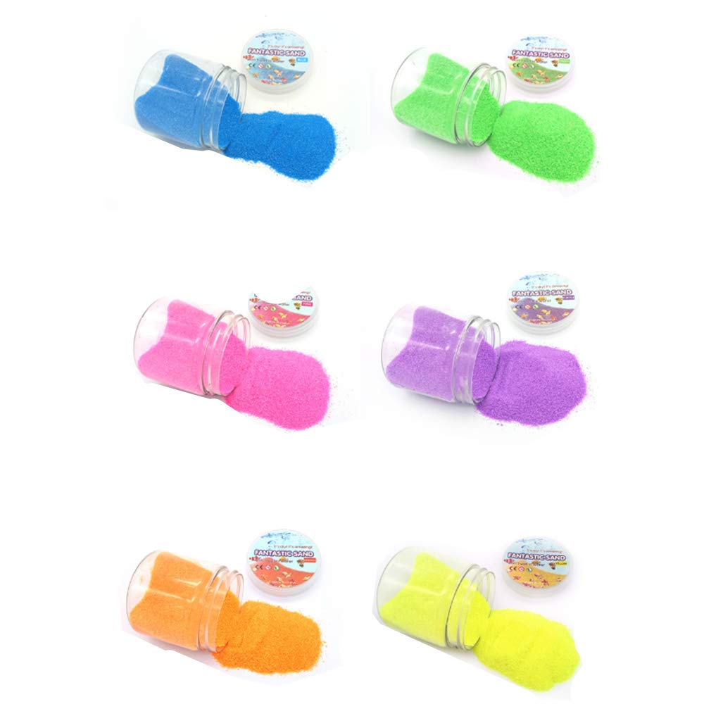 6 Colors Total 1.33 lbs Magic Sand Colored Play Sand That Never Gets Wet