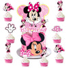 Pink Mouse Birthday Cake Topper for Girls, 25 Pcs Cute Mouse Cake Topper and Cupcake Toppers Set, Cartoon Themed Celebration Cake Decor, Perfect