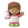 Little People Fisher-Price Figure for Toddler Dollhouse Playset - HXC05 - Little Girl Mia Figure with Brown Hair and Pink Hair Bow - Holding a White