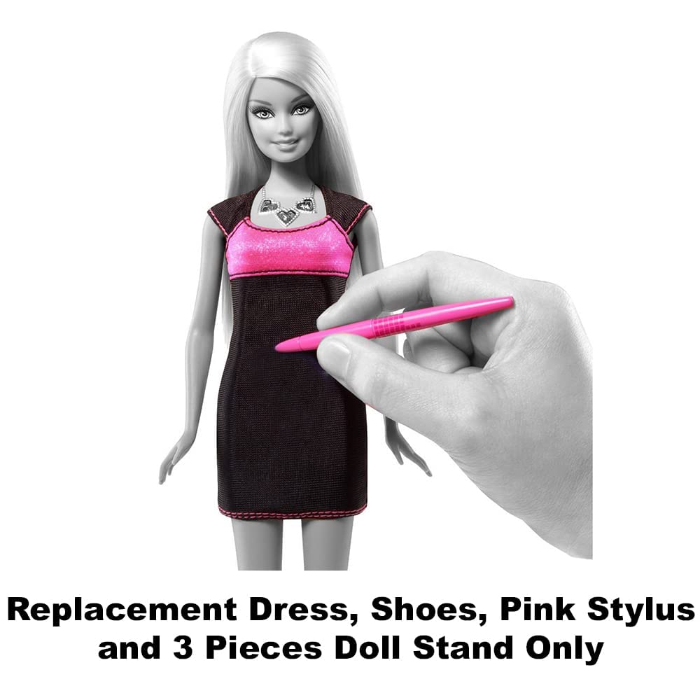 Replacement Parts for Barbie Digital Dress Doll - Y8178 ~ Replacement Parts ~ Includes Dress, Shoes, Pink Stylus and 3 Pieces Doll Stand