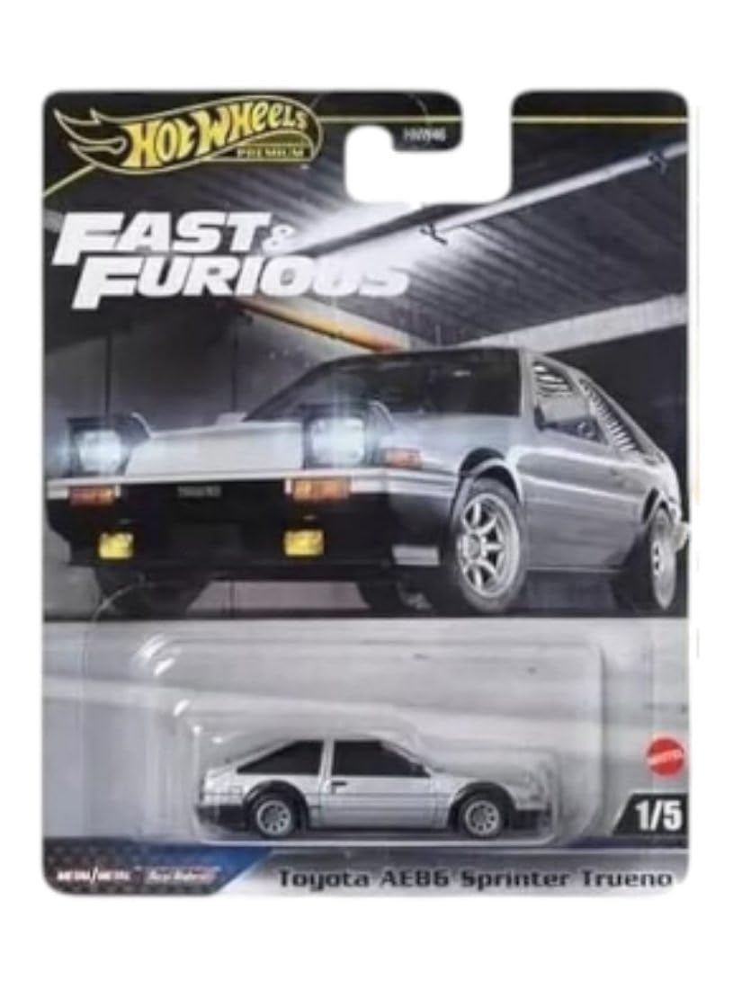 Hot Wheels Fast & Furious Die-Cast Cars Collection Bundle, 5 Vehicles, Toyota AE86, Ford RS200, Plymouth AAR Cuda, Nissan Skyline GT-R, Honda NSX-R