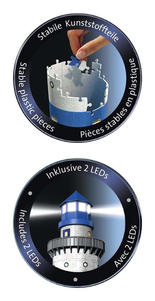 Ravensburger Lighthouse Night Edition 216 Piece 3D Jigsaw Puzzle for Kids and Adults - 12577 - Easy Click Technology Means Pieces Fit Together