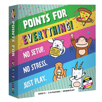 Points for Everything Family Party Game by Taco Cat Games | Easy to Learn Funny Group Board Game with Quick Setup | Includes Board, Cards, Pawns, Sand