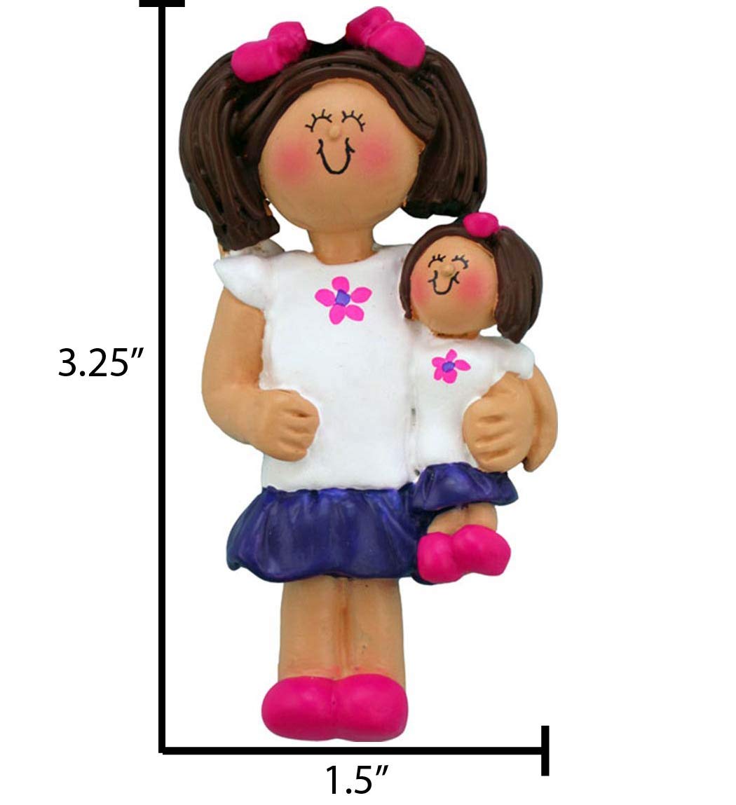 3D Brunette Toddler Ornaments for Christmas Tree 2026 - Brunette Doll Ornament for Kids Cozy Pajama Ornament for Girl Personalized Christmas Ornaments