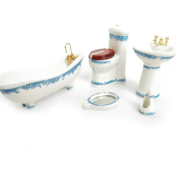 Dollhouse Bathroom Set 1/12 Scale Toilet Ceramic Miniature Furniture Accessories