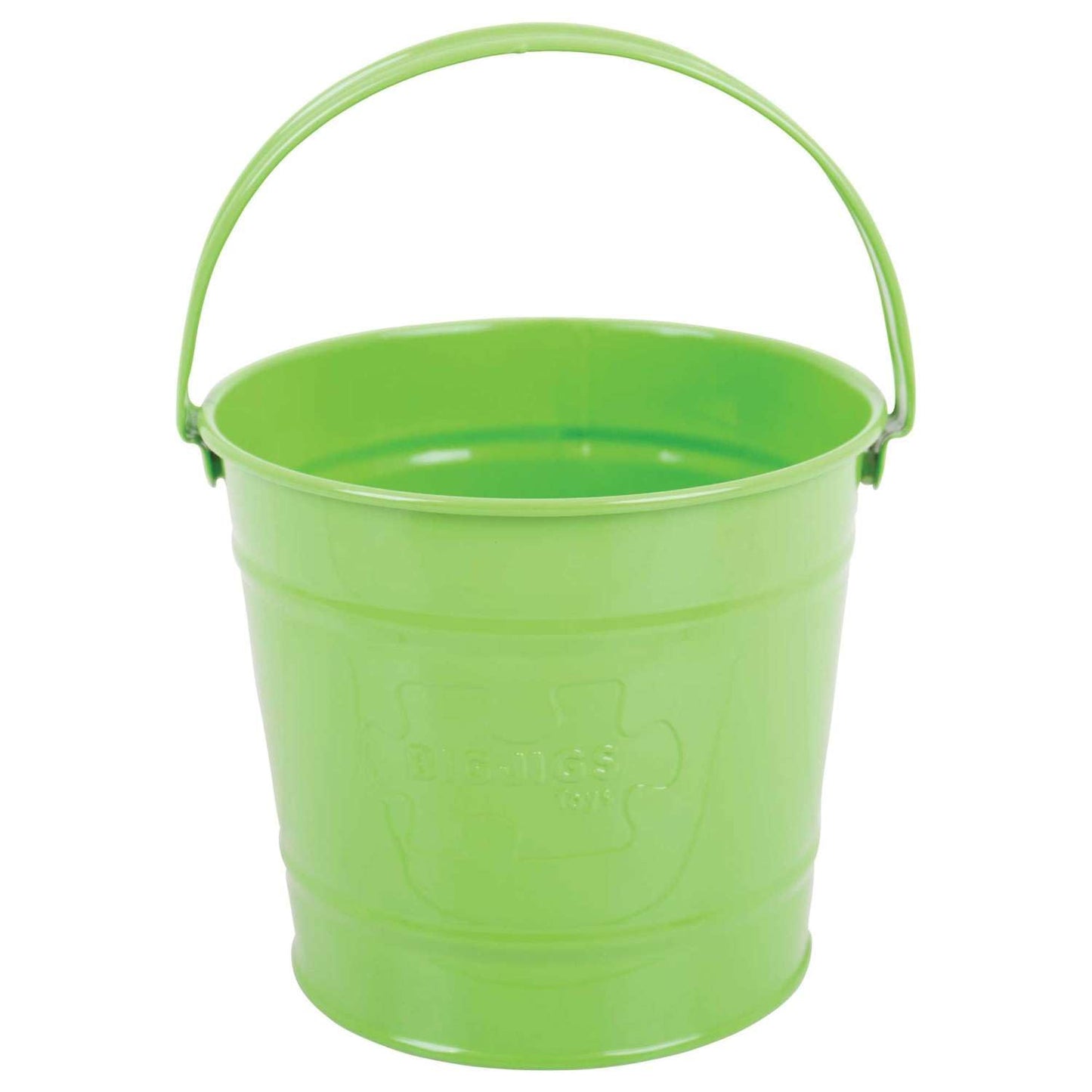 Bigjigs Toys Green Children's Bucket - Steel Garden & Beach Bucket with Riveted Swivel Handle, Quality Outdoor Toys, Ideal Crabbing Bucket & Beach Toy