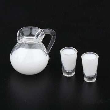 3Pcs White 1/12 Miniature Milk Pitcher Dollhouse Decoration Accessories, DIY Doll House Kit