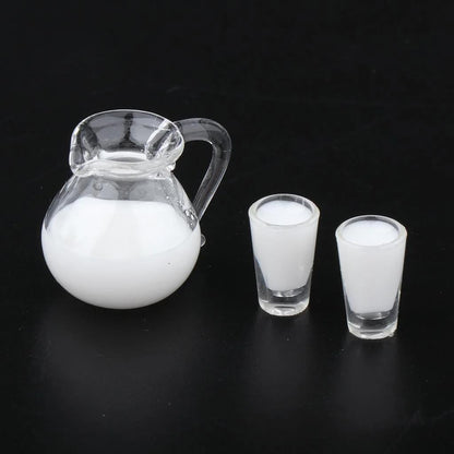 3Pcs White 1/12 Miniature Milk Pitcher Dollhouse Decoration Accessories, DIY Doll House Kit