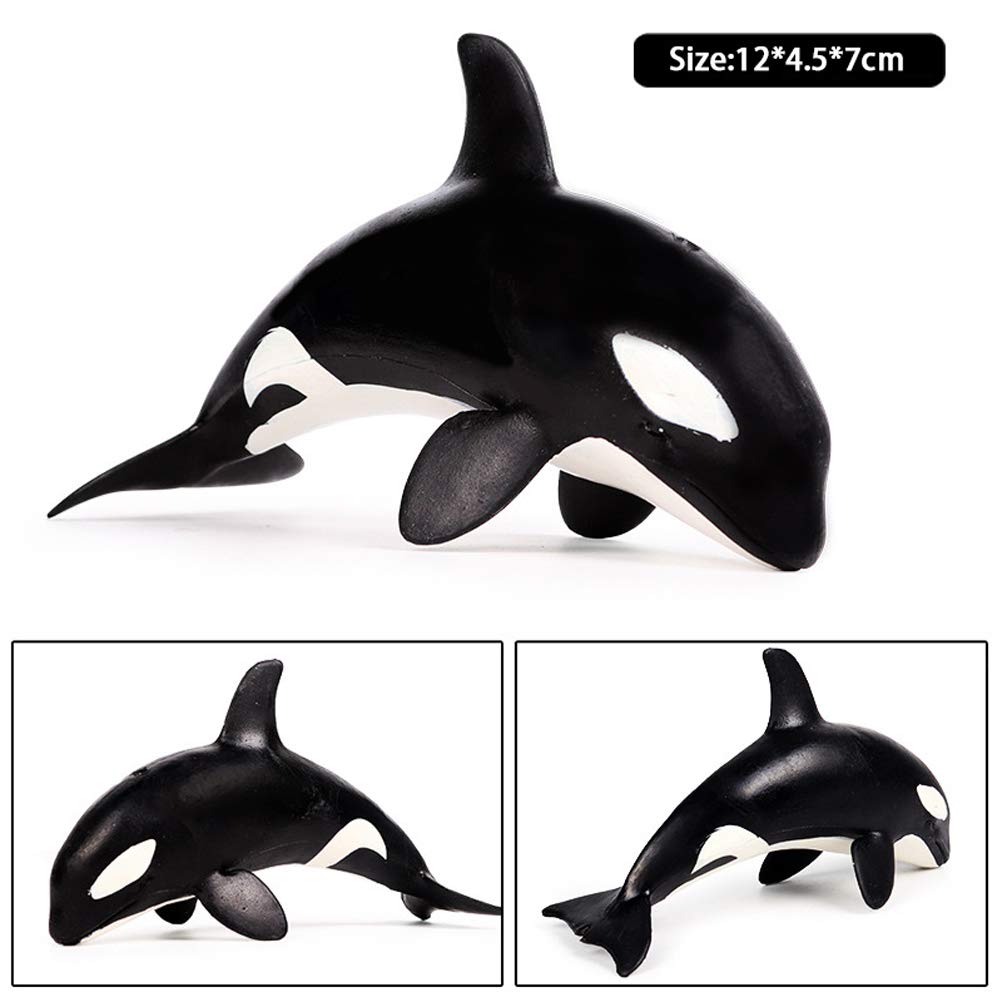 FLORMOON Animal Figures Realistic Little Killer Whale Plastic Early Educational Toys Cupcake Topper Party Gift for Kids 2+ Year Old