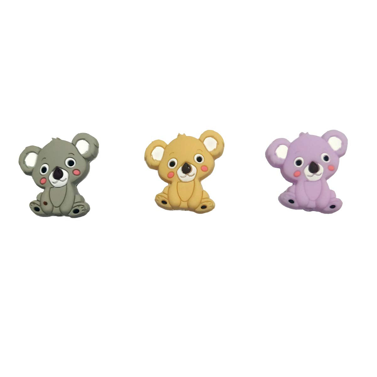 6pcs Mini Cute Silicone Koala Pearls Bead Silicone Animal Bead for DIY Beading Mom Nursing NecklacePendant Accessories (Mix Color 6pcs)