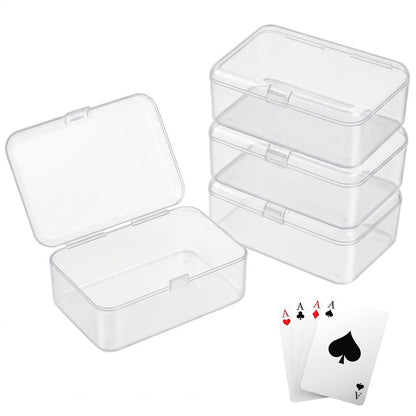 OTKJMH 4 Pack Clear Plastic Card Deck Box Playing Card Storage Cases Blank Deck Boxes, Standard Size Holders for Game Cards Trading Cards and Small