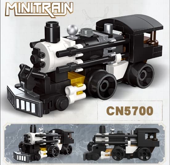 Apostrophe Games 6 in 1 Steam Trains Building Block Set - 463 Pcs - Variety of 6 Trains, Unique Retro Style Model Set, Engineering & Construction Toys