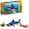 LEGO Creator 3 in 1 Deep Sea Creatures, Transforms from Shark and Crab to Squid to Angler Fish, Sea Animal Toys, Gifts for 7 Plus Year Old Girls