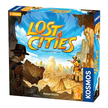 Lost Cities Card Game - with 6th Expedition | Two-Sided Board for Classic or New Edition | By Reiner Knizia | A Kosmos Game