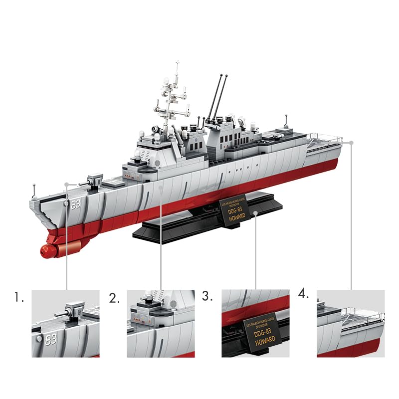 Apostrophe Games Navy Destroyer Building Block Set - 612 Pieces - Building Block Set for Kids and Adults - Compatible with All Building Bricks