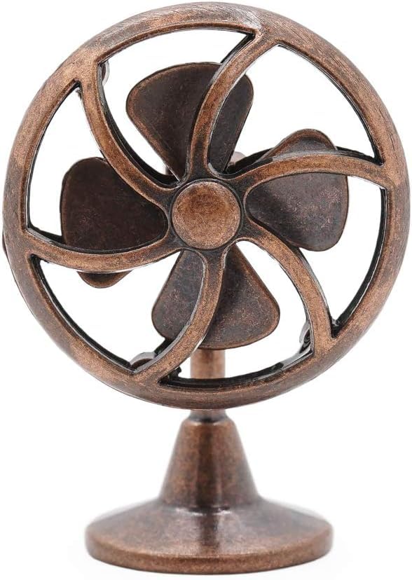 Bronze 1/12 Miniature Fan Dollhouse Decoration Accessories, Home Outdoor Decoration Model Living Room Scene Craft Displays