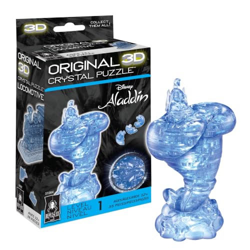 BePuzzled Original 3D Crystal Jigsaw Puzzle - Genie Disney Aladdin Brain Teaser, Fun Decoration for Kids Age 12 and Up, 35 Pieces (Level 1), Blue