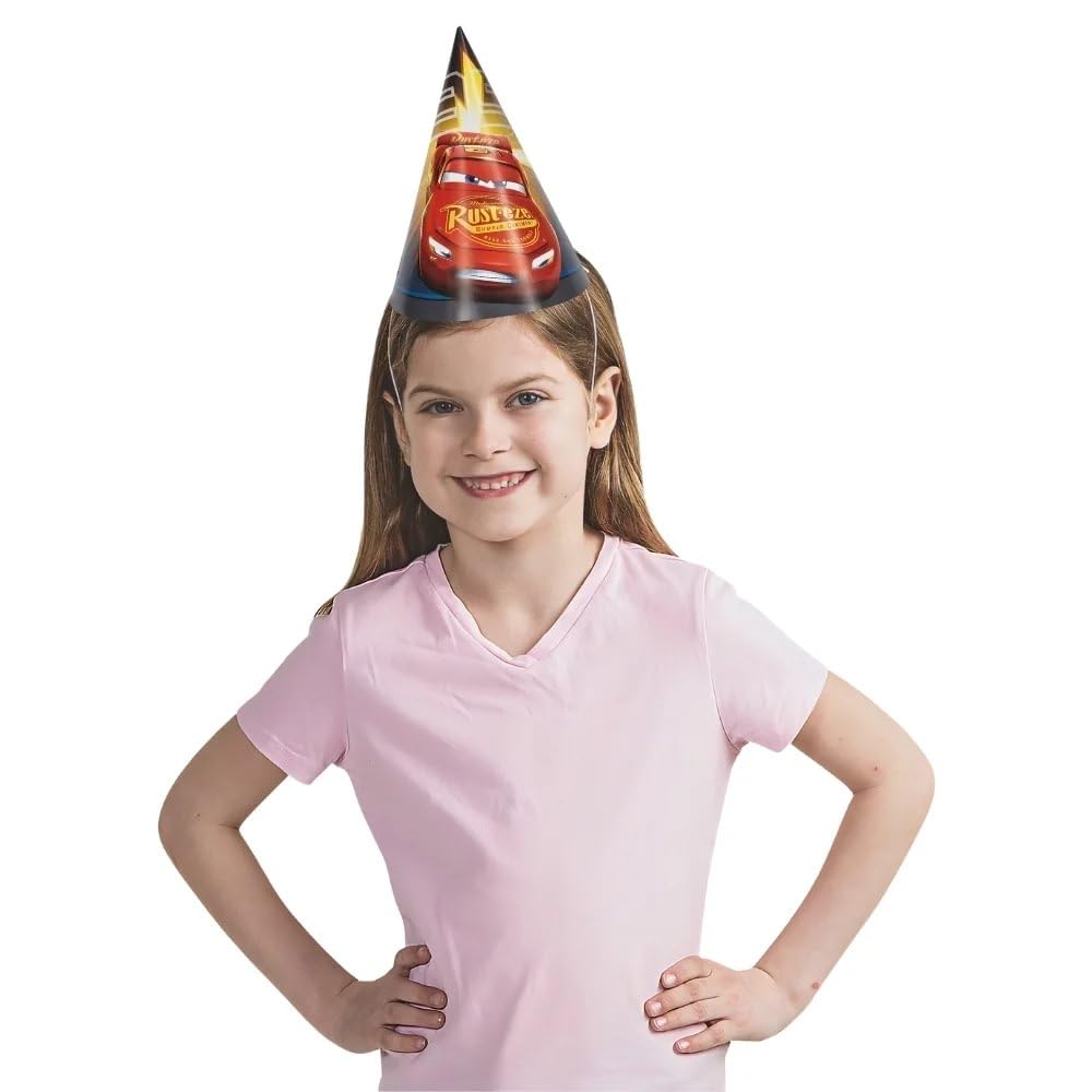 Disney Cars 3 Movie Party Hats (Pack of 8) - Vibrant, Colorful & Sturdy - Perfect for Themed Birthday Parties & Celebrations