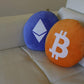 Ethereum Pillows - Embroidered Round Stuffed Plush Crypto Pillow ETH