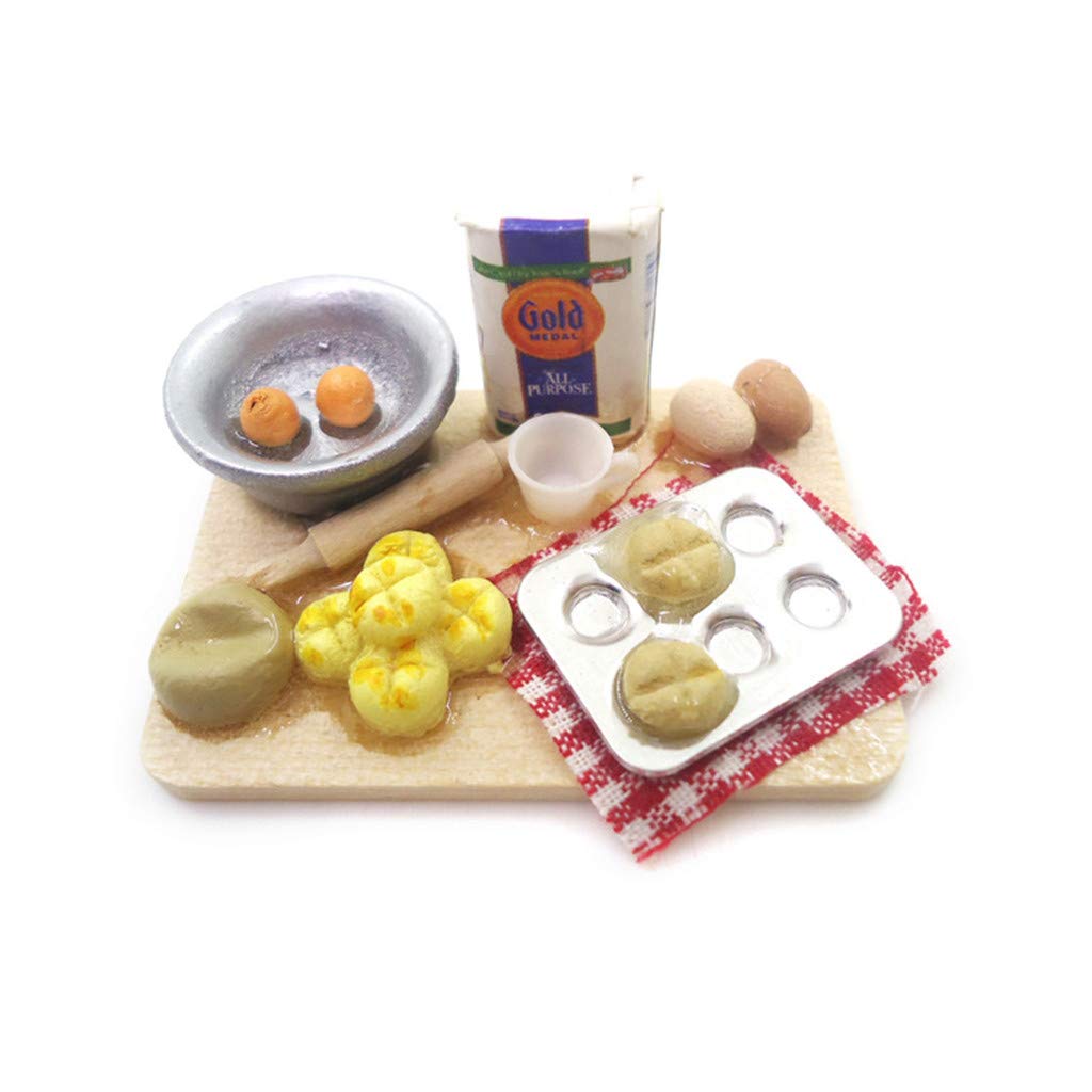 SXFSE Dollhouse Decoration Accessories, Miniature 1:12 Dollhouse Cute Mini Bread Dish