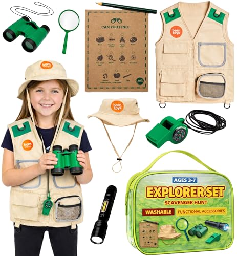Born Toys Kids Safari Costume Zoo Keeper Dress Up Outfit for Toddler, 3+