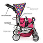 Twin Doll Stroller with Diaper Bag and Swivel Wheels & Adjustable Handle - Pink & Polka Dot Design (Flower)