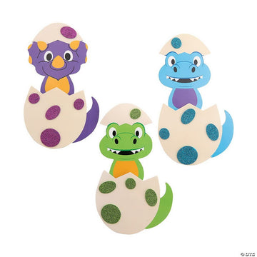 Fun Express Dinosaur Party Favors Craft Kits for Kids Ages 4-8 - Jurassic Egg Pop-Up Dino Crafts Makes 12 | Foam Craft Kit for Birthday Party