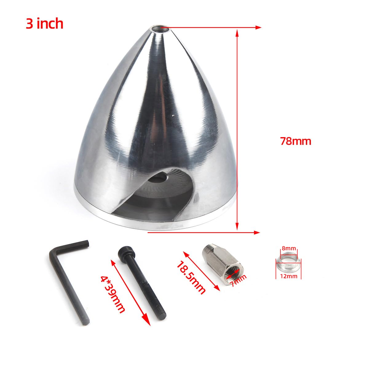 ZYHOBBY 1 PC Aluminum Spinner 2 Blades Special Drilled for RC Plane with Prop Adapter (3.0IN)