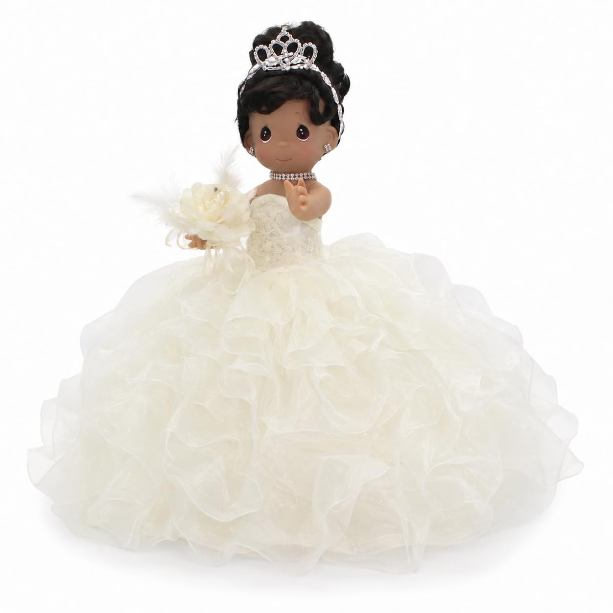 KINNEX COLLECTIONS SINCE 1997 17" Quinceañera Centerpiece Doll - Ruffled Gown, Mis Quince Años Table Decoration & Keepsake ARC8421-2R (Ivory)