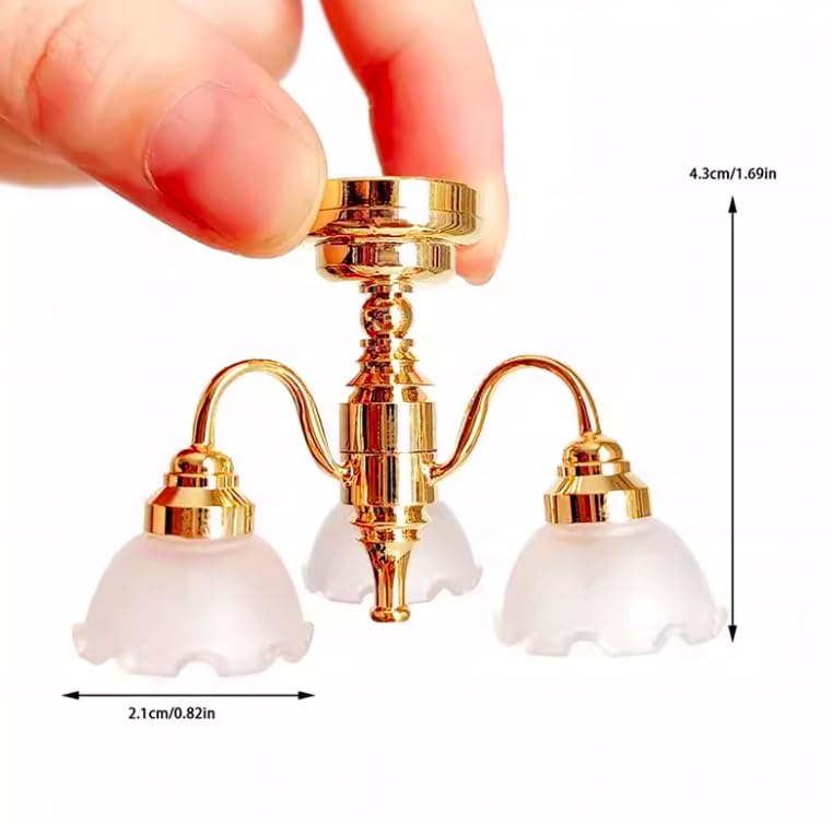 AirAds 1:12 Scale Dollhouse Miniature Light Fixture LED Chandelier Elegant Lightning Living Room Light Dining Room liglht