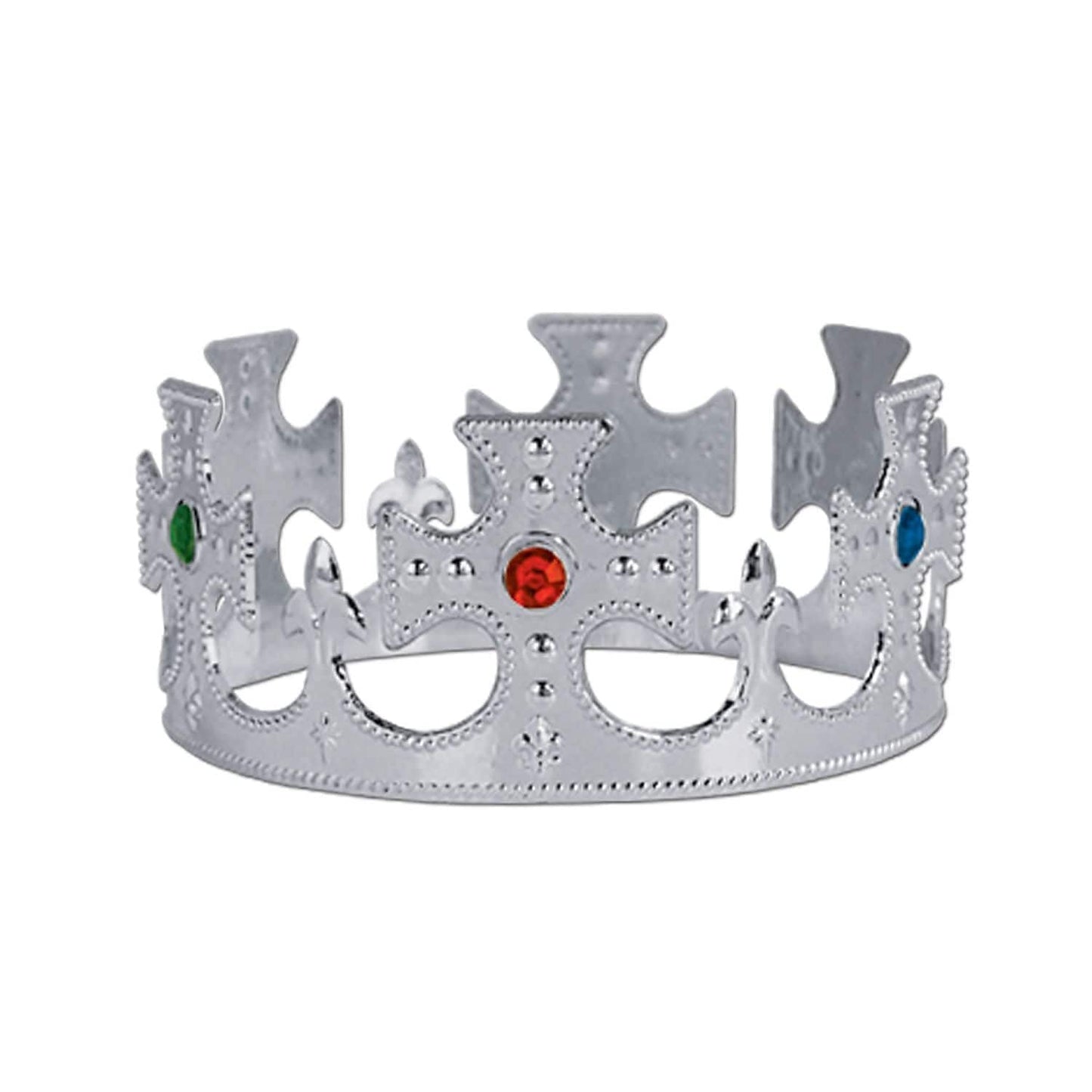 Plastic Jeweled King's Crown (silver) Party Accessory (1 count) (1/Pkg)